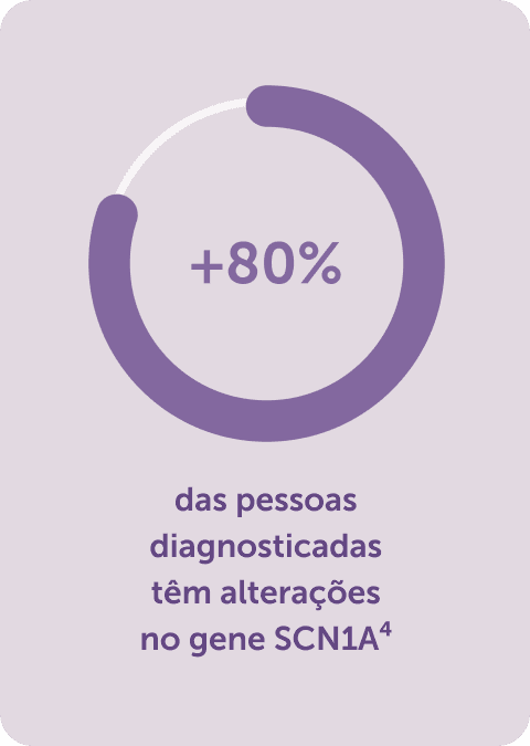 80%+ das pessoas diagnosticadas têm alterações no gene SCN1A[4]